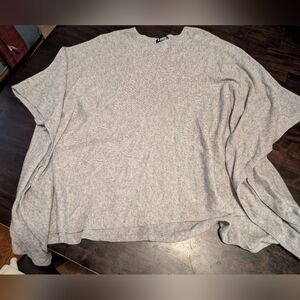 +Beryll 100% Cashmere Sweater Poncho Shrug, Grey, Oversized, OS